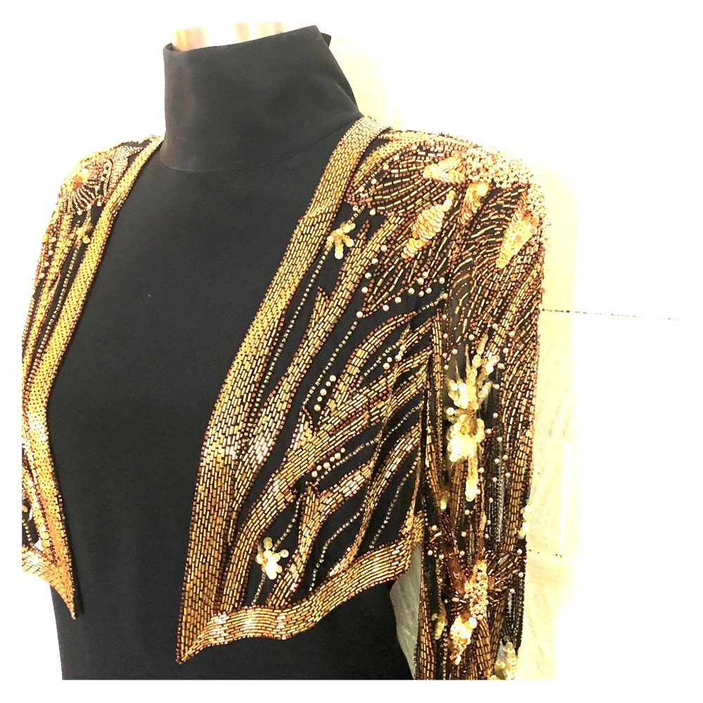 Bob Mackie black sequin evening dress